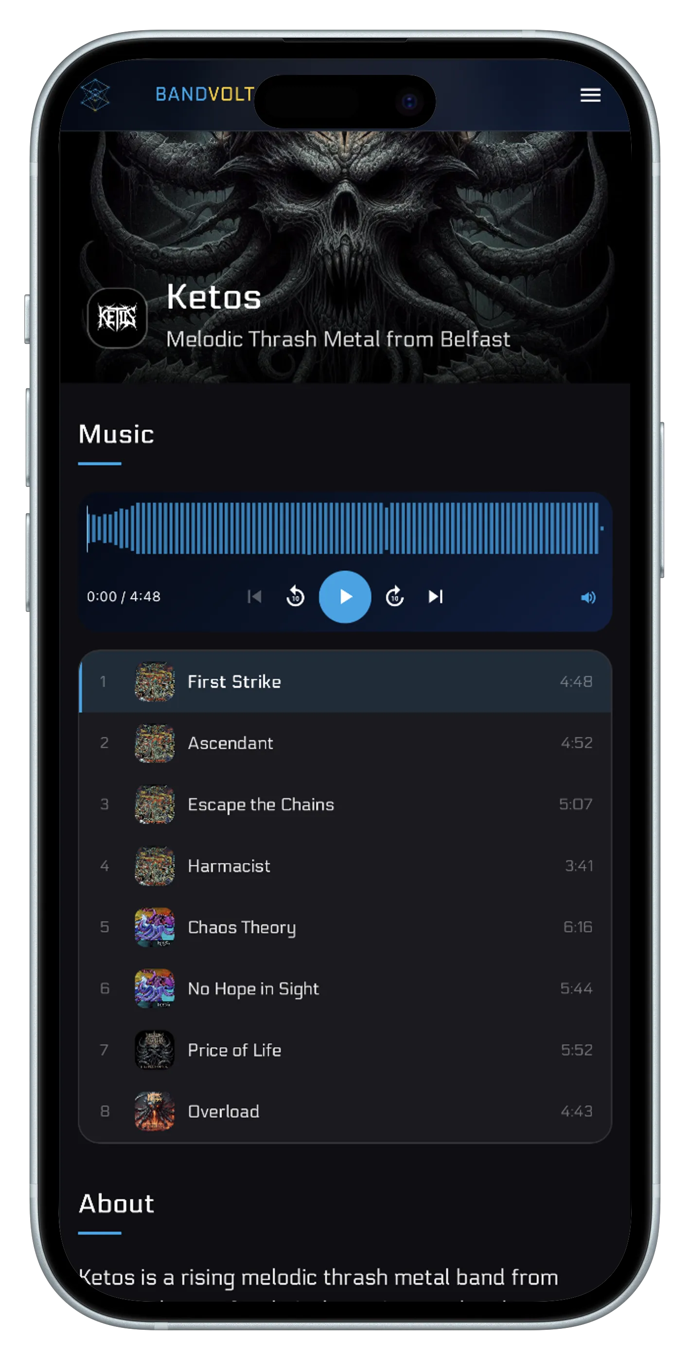 A published Electronic Press Kit viewed on a phone