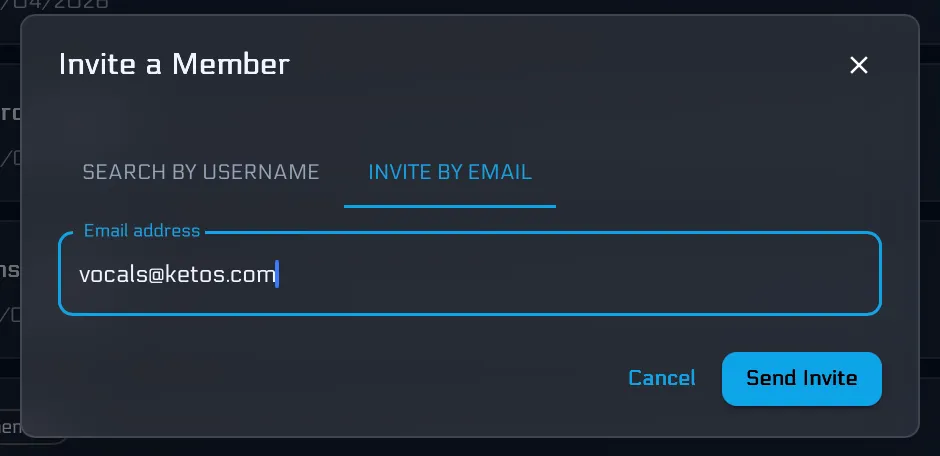 Inviting a band member by email so they get their own login